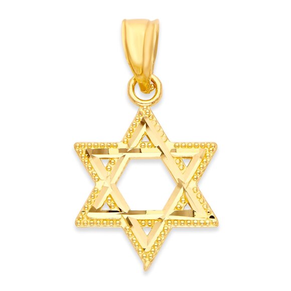 Solid 10k Gold Star of David Pendant - Religious Jewelry Gifts for Her - Picture 1 of 5
